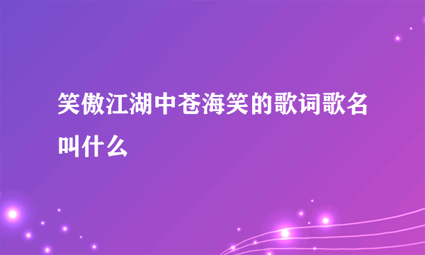 笑傲江湖中苍海笑的歌词歌名叫什么