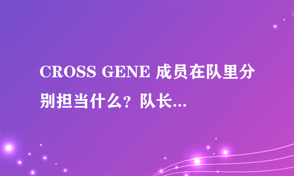 CROSS GENE 成员在队里分别担当什么？队长是谁？门面是原昊吗？