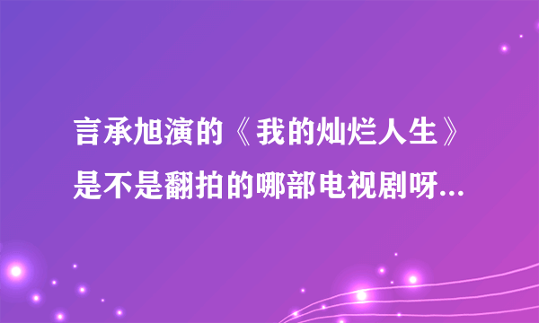 言承旭演的《我的灿烂人生》是不是翻拍的哪部电视剧呀？叫什么名来着？