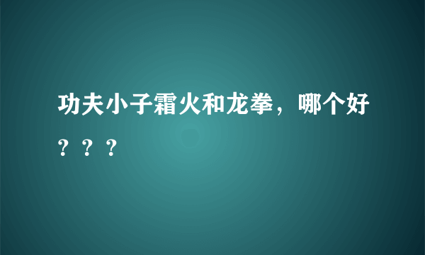 功夫小子霜火和龙拳，哪个好？？？