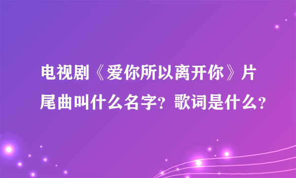 电视剧《爱你所以离开你》片尾曲叫什么名字？歌词是什么？