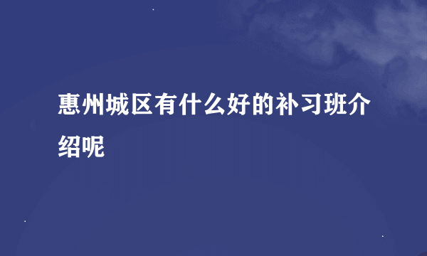 惠州城区有什么好的补习班介绍呢