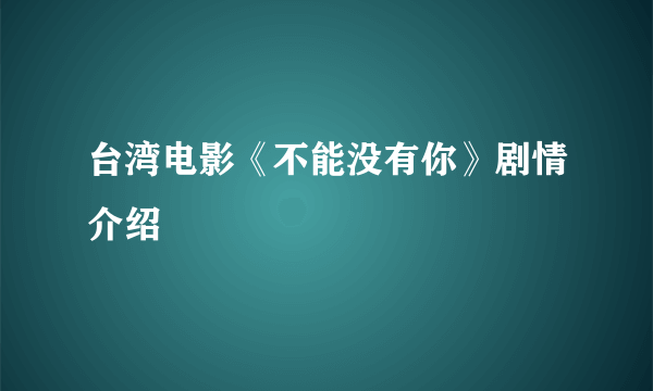 台湾电影《不能没有你》剧情介绍