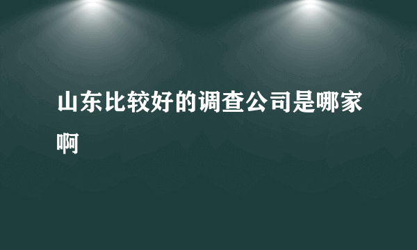 山东比较好的调查公司是哪家啊