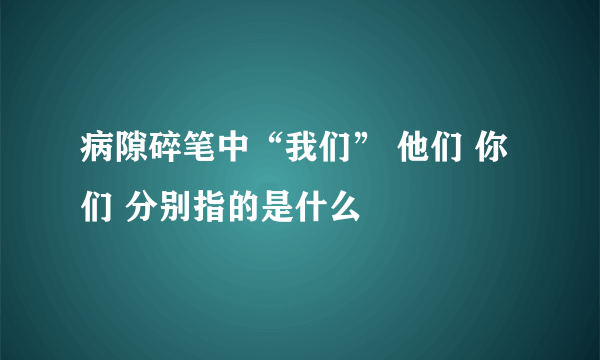 病隙碎笔中“我们” 他们 你们 分别指的是什么