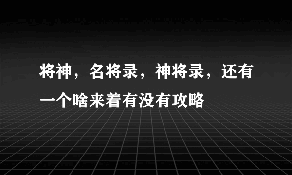 将神，名将录，神将录，还有一个啥来着有没有攻略