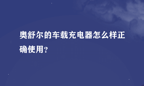 奥舒尔的车载充电器怎么样正确使用？