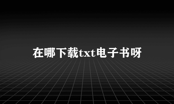 在哪下载txt电子书呀