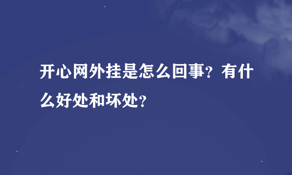 开心网外挂是怎么回事？有什么好处和坏处？