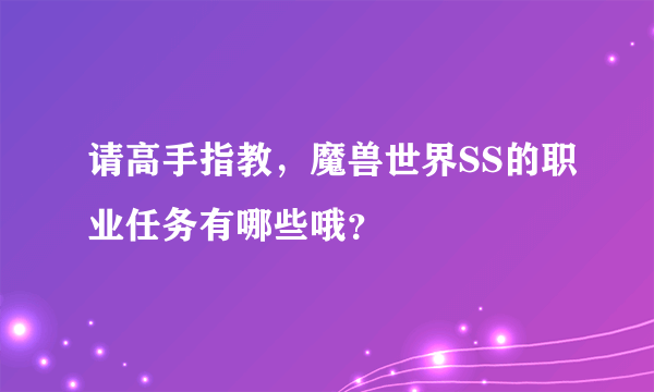 请高手指教，魔兽世界SS的职业任务有哪些哦？