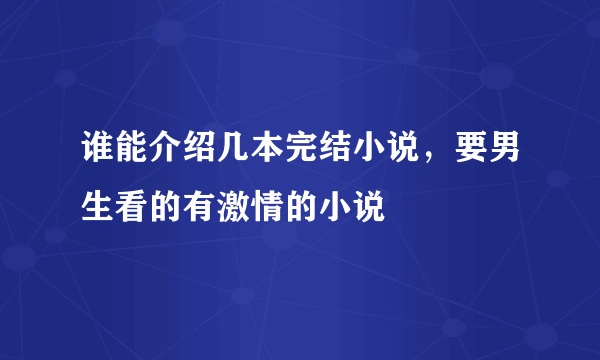 谁能介绍几本完结小说，要男生看的有激情的小说