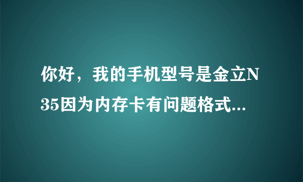 你好，我的手机型号是金立N35因为内存卡有问题格式化了，里面的例如移动英语通等工具没了。请问我该怎么办