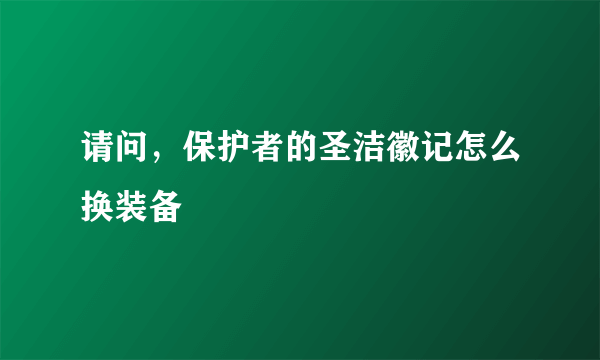 请问，保护者的圣洁徽记怎么换装备