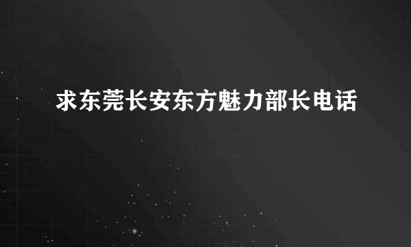 求东莞长安东方魅力部长电话