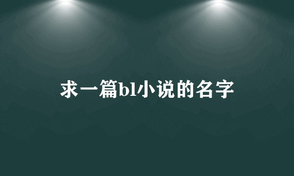 求一篇bl小说的名字