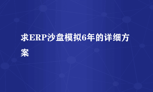 求ERP沙盘模拟6年的详细方案