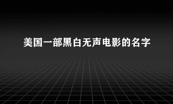 美国一部黑白无声电影的名字