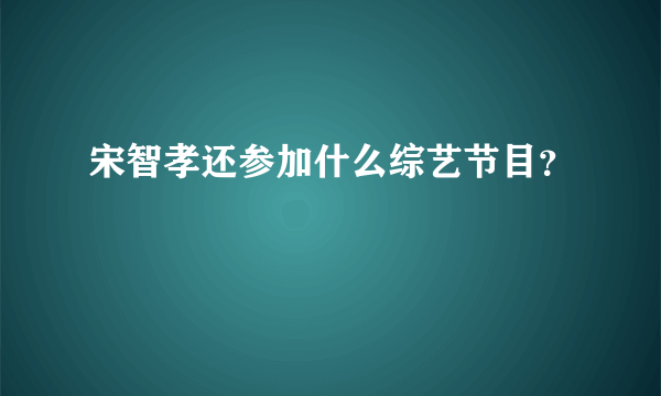 宋智孝还参加什么综艺节目？