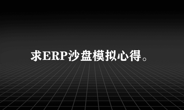 求ERP沙盘模拟心得。