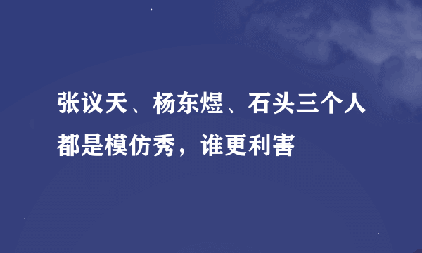 张议天、杨东煜、石头三个人都是模仿秀，谁更利害