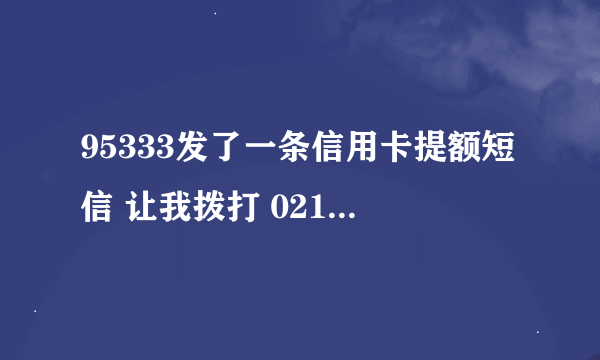 95333发了一条信用卡提额短信 让我拨打 02131666282我按照要求拨打电话过去