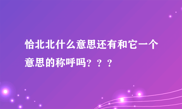 恰北北什么意思还有和它一个意思的称呼吗？？？