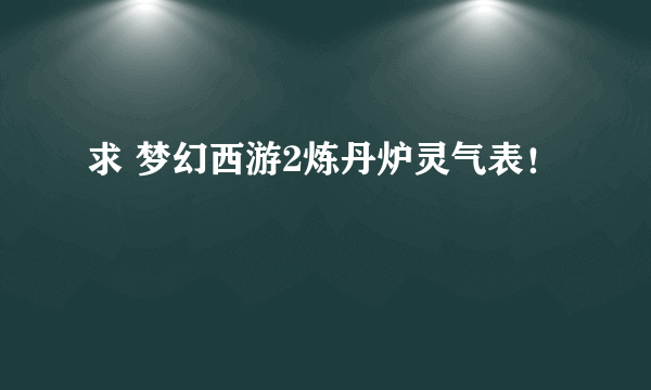 求 梦幻西游2炼丹炉灵气表！