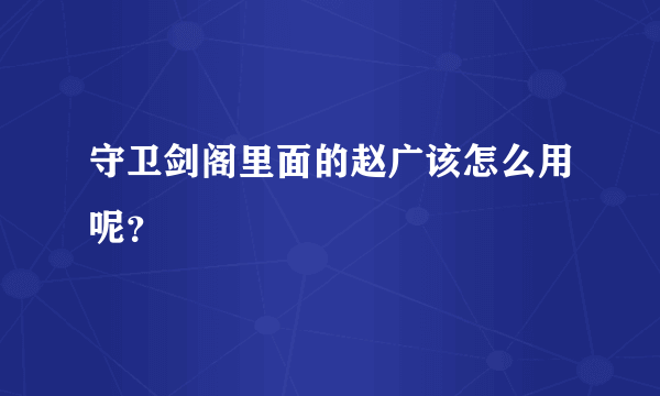 守卫剑阁里面的赵广该怎么用呢？