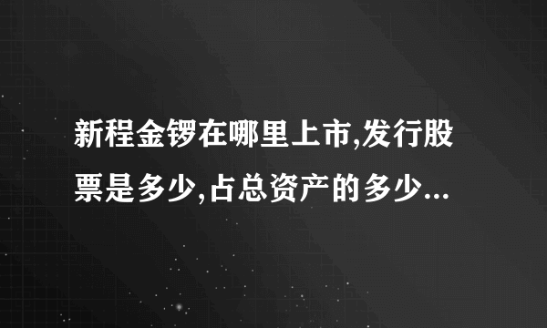 新程金锣在哪里上市,发行股票是多少,占总资产的多少?有谁知道?