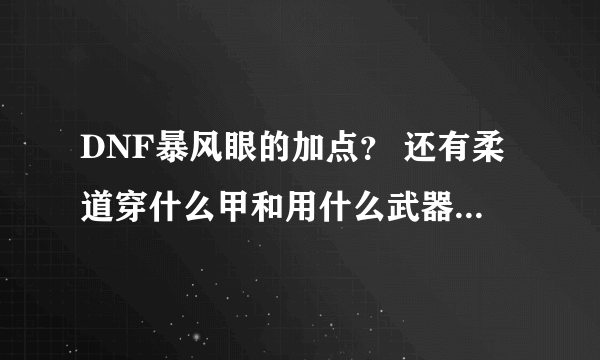 DNF暴风眼的加点？ 还有柔道穿什么甲和用什么武器？ 远古2 套装适合柔道吗？还是要散装？