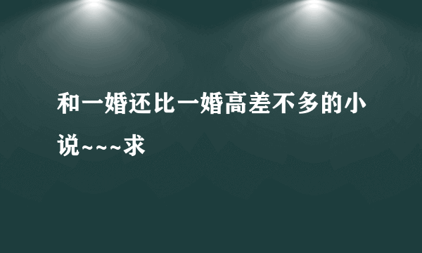 和一婚还比一婚高差不多的小说~~~求