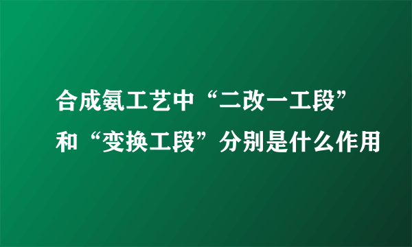 合成氨工艺中“二改一工段”和“变换工段”分别是什么作用