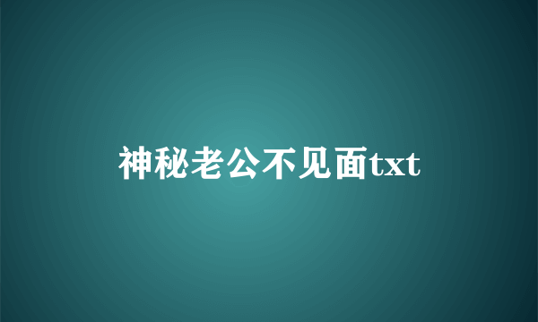 神秘老公不见面txt