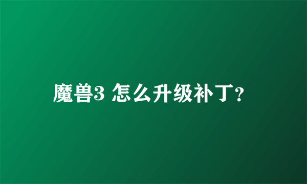 魔兽3 怎么升级补丁？