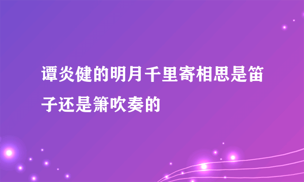 谭炎健的明月千里寄相思是笛子还是箫吹奏的