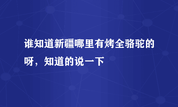 谁知道新疆哪里有烤全骆驼的呀，知道的说一下