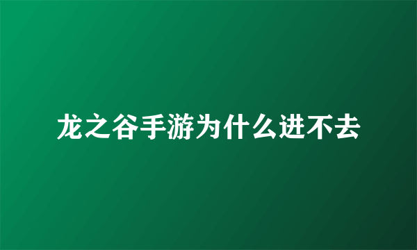 龙之谷手游为什么进不去