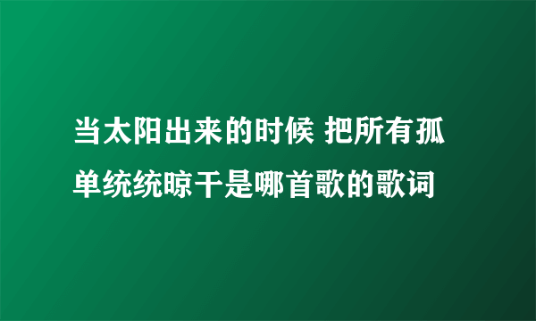 当太阳出来的时候 把所有孤单统统晾干是哪首歌的歌词