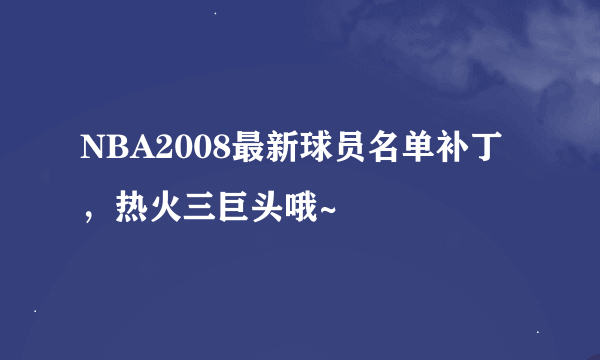 NBA2008最新球员名单补丁，热火三巨头哦~