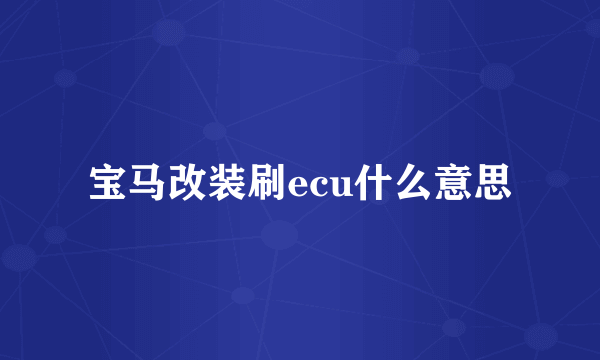 宝马改装刷ecu什么意思