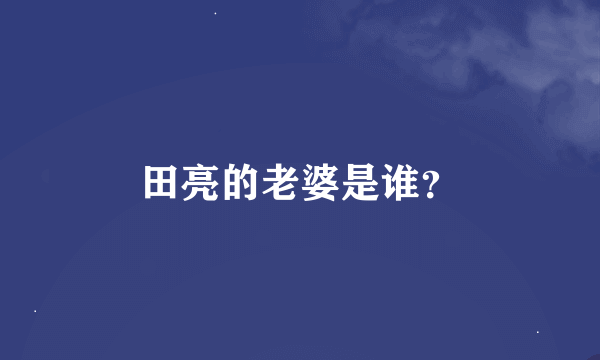 田亮的老婆是谁？