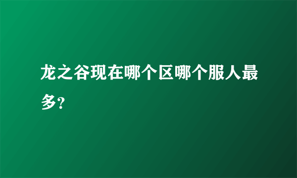 龙之谷现在哪个区哪个服人最多？