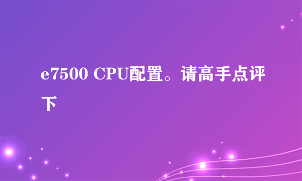 e7500 CPU配置。请高手点评下