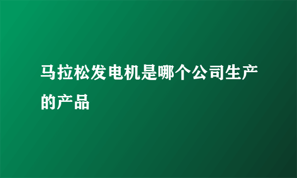 马拉松发电机是哪个公司生产的产品