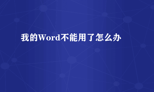 我的Word不能用了怎么办