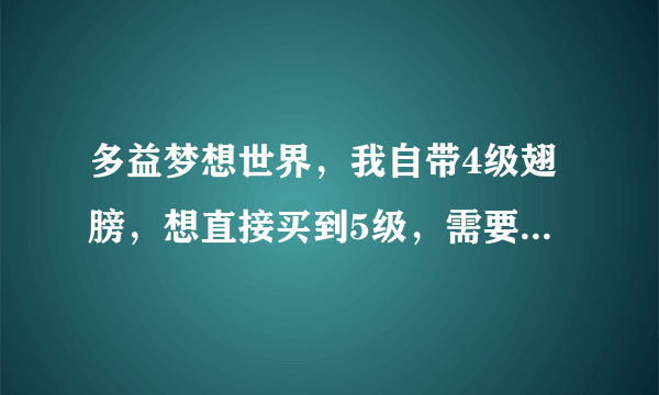 多益梦想世界，我自带4级翅膀，想直接买到5级，需要多少钱？