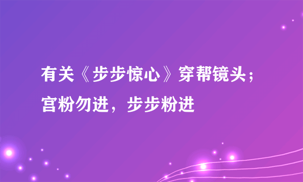 有关《步步惊心》穿帮镜头；宫粉勿进，步步粉进