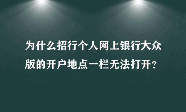 为什么招行个人网上银行大众版的开户地点一栏无法打开？