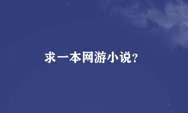 求一本网游小说？