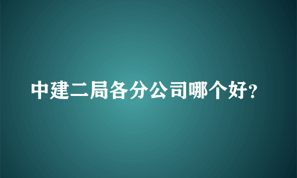 中建二局各分公司哪个好？